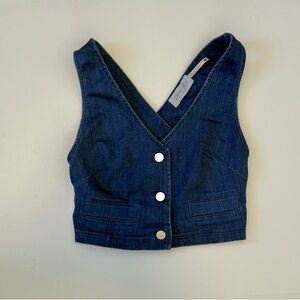Dark Blue Denim Vest with Silver Buttons